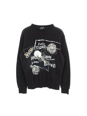 Chanel Sweatshirt Graffiti Logo Camellia Sequin Cotton